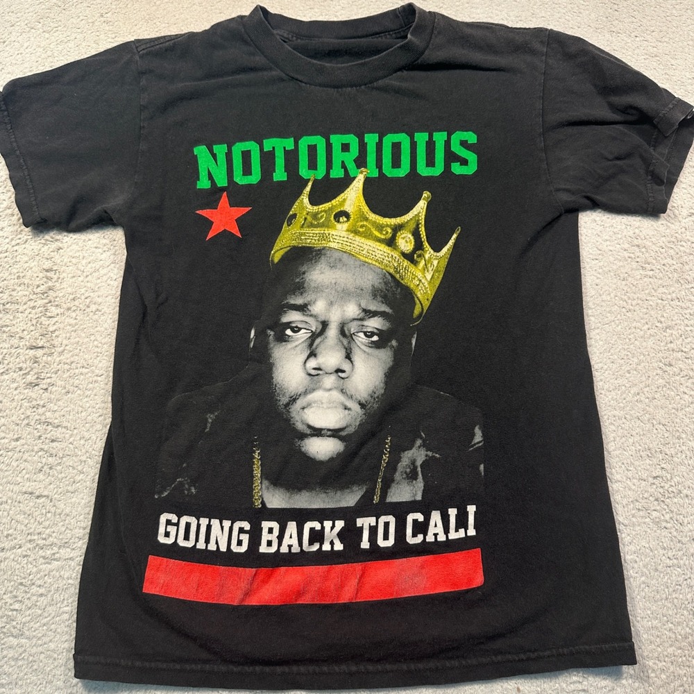 Notorious B.I.G. Graphic T-Shirt Adult‎ S Black Going Back To Cali Biggie Smalls